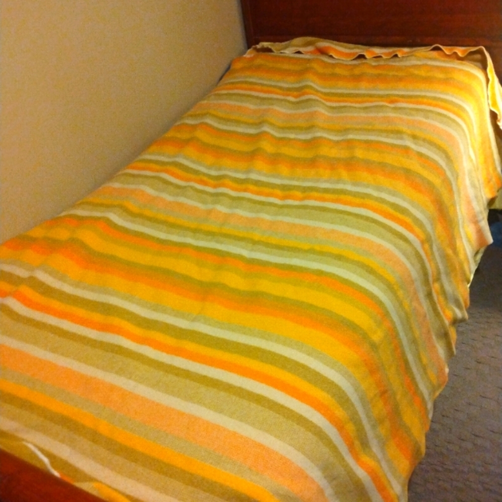 Vintage 70's Pendleton Virgin Wool Striped Full Size Bed Cover